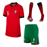 Portugal RONALDO #7 Home Jersey Kit EURO 2024 Kids(Jersey+Shorts+Socks)