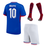France MBAPPE #10 Home Jersey Kit EURO 2024 Kids(Jersey+Shorts+Socks)