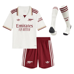Kid's Arsenal Third Away Soccer Jersey Kit(Jersey+Shorts+Socks) 25/26 White