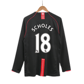 Manchester United SCHOLES #18 Away Soccer Jersey Retro 2007/08 - Long Sleeve