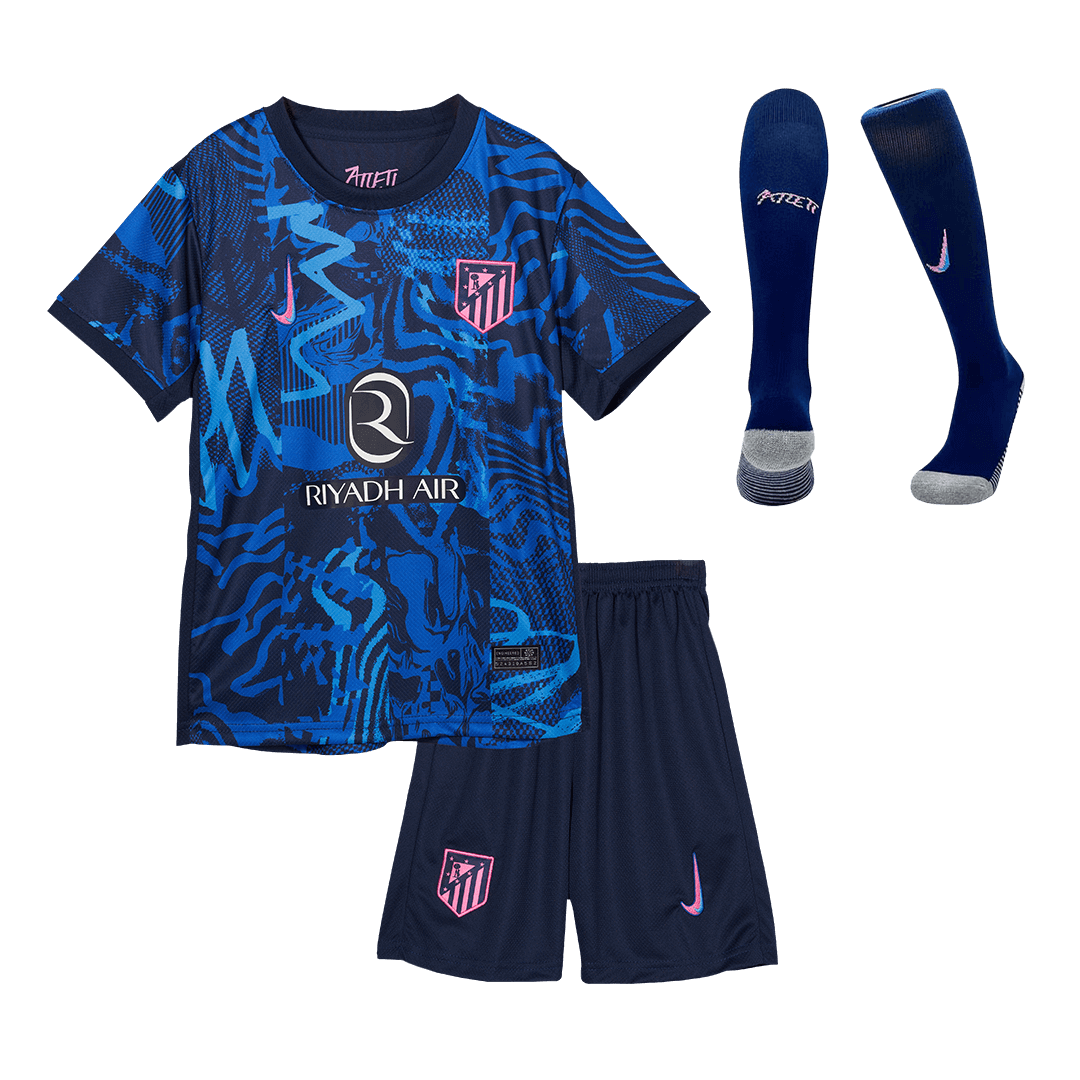 Atletico Madrid Third Away Soccer Jersey Kit 2024/25 Kids(Jersey+Shorts+Socks)