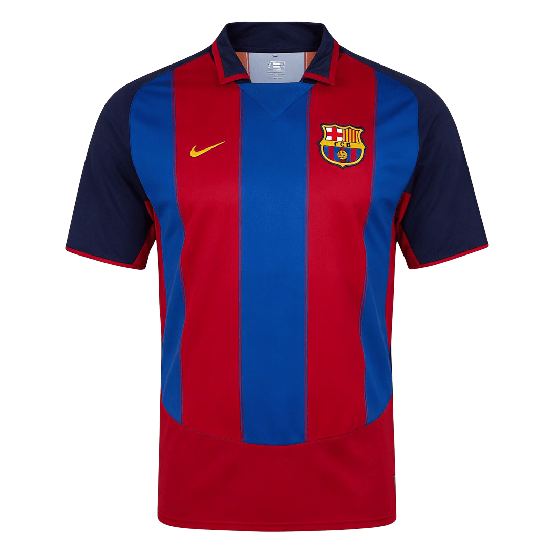 Men Retro Fan Version Barcelona Home Soccer Jersey 2003/04 Red&Blue