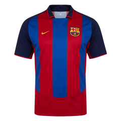 Men Retro Fan Version Barcelona Home Soccer Jersey 2003/04 Red&Blue