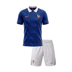 Kids France Home Soccer Jersey Kit(Jersey+Shorts) World Cup 2026 Blue&White
