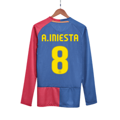 Barcelona A.INIESTA #8 Home Soccer Jersey Retro 2008/09 - Long Sleeve (UCL Final)