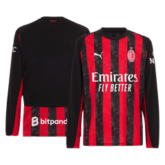 AC Milan Home Long Sleeve Soccer Jersey 25/26 Red&Black