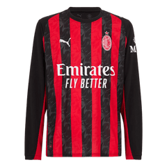 AC Milan Home Long Sleeve Soccer Jersey 25/26 Red&Black